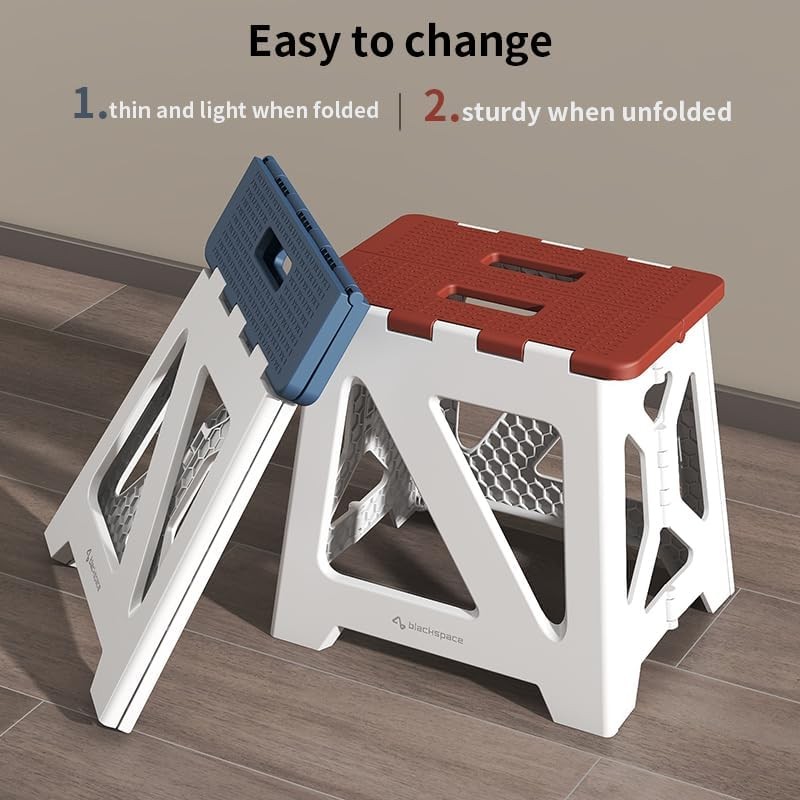 BLACKSPACE 9" Folding Step Stool for Adults, 250 lbs Capacity