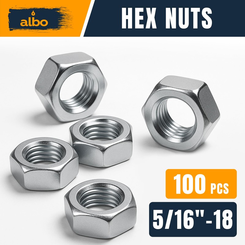 Hex Nuts Assortment – Stainless Steel 304 Hardware Nuts (5/16"-18,