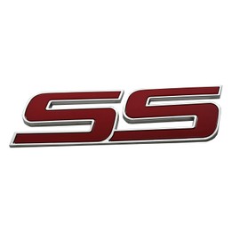 1Pc Front Door SS Decal Stickers 3D Nameplates Badge Emblem Compatible with Impala Trailblazer SS 15211285 Universal Vehicles, Cars, Truck (Chrome Red)