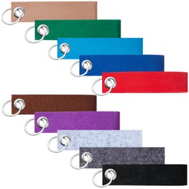 Nuenen Pack of 20 Felt Key Rings with Stainless Steel Ring for DIY Decoration Craft Key Ring Blank for Bags Car Crafts 13 x 3 cm (Dark Grey)