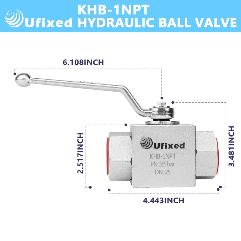 Ufixed 1" High Pressure Hydraulic Ball Valve,4500 psi,No Leak,Corrosion Resistance,Heavy