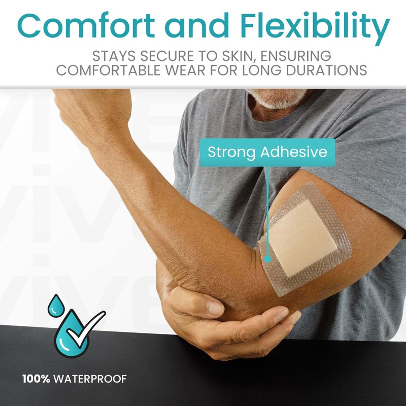 ViveCare Silicone Foam Dressing 2x2 with Border Adhesive - Bed