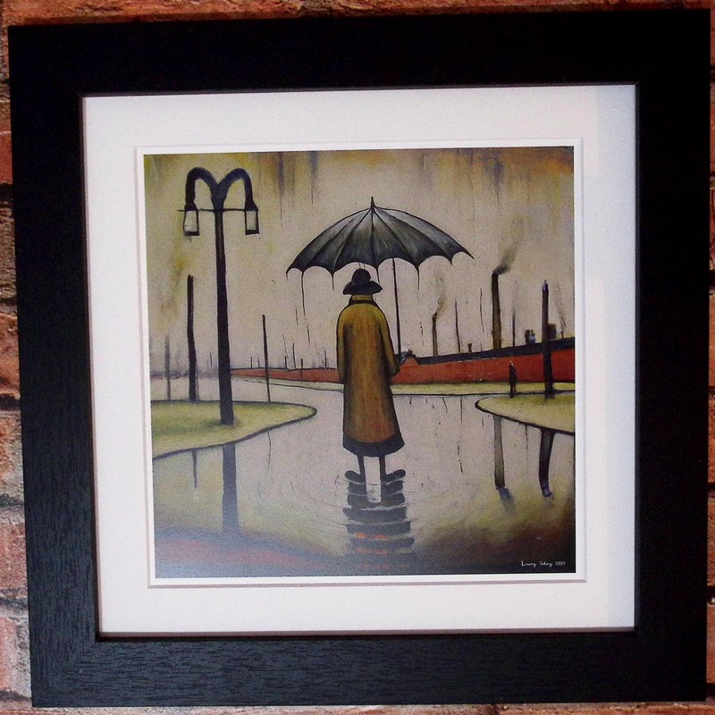 Greetingles Lowry-Style 12"/31cm Square Framed Print. Beautiful Black Ash Frame