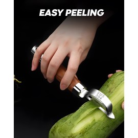 Stainless Steel Vegetable Peeler with Comfort Wood Handle, Ultra Sharp Strong Blade Effortlessly Peels Vegetables and Fruits