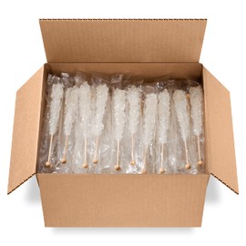 Candy Envy - White Rock Candy Sugar Sticks - Original Sugar Flavored - 144 Indiv. Wrapped