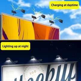 Etzeaxus Solar Billboard Light, 1200 Lumen 60 LEDs Sign Lights Outdoor, 12000 mAh IP65 Waterproof Commercial Light for Real Estate Signs, Business, Advertisement, Billboard, HOA, High Way Signs