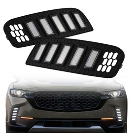 PGTOPONE Switchback White/Amber LED Front Bumper Fog Light DRL Amber Sequential Turn Signal Feature Compatible with Mazda CX-50 CX50 2023 2024 Replacement Front Bumper Trim