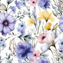 IHR Ideal Home Range Cocktail Napkins Disposable 3-Ply Paper Party Napkin Pack, 5" x 5", Purple Posy, 20-Count