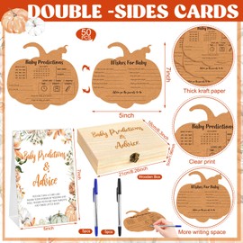 Lineshading 62 Pcs Baby Prediction Cards for Game Advice and Wishes Clothes Shaped Advice Cards Parents to Be Gender Neutral Baby Shower Games Fun Guessing Activities Box(Pumpkin)