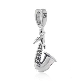 Sax Charm Music Charm 925 Sterling Silver Saxophone Bead Fit Original Bracelet