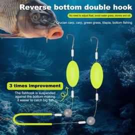 6 StüCk Angelhaken Set Haken Angeln Double-Hook Reverse Bottom Rig Doppelhaken Mit Umgekehrter Grundschnur Doppelhaken Zum Angeln Verwicklungsfreies Split Haken Design, FüR Jigging, Drifting,Casting