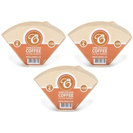 300 Size 4 Coffee Filter Paper Cones, Unbleached by EDESIA ESPRESS