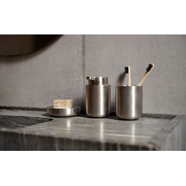 Zone Denmark Ume Seifenschale, Seifenhalter, Seifenablage fürs Waschbecken, Steinzeug mit Soft Touch-Beschichtung, Durchm. 12 cm, Metall