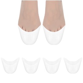 Silicone Toe Pouches Silicone Gel Sock Pads Toe Protectors Shoe Cap Protector Ballet Foot Protection with Breathable Hole for Ball of Foot Metatarsal Ballet Pointe Cap (2 Pairs White)