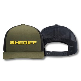 13FA Sheriff Adjustable Mesh Back Hat Cap Breathable Green/Gold