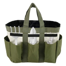 Gatphy Garden Tool Bag Organizer with 8 Pocket, Heavy Duty 600D Oxford Garden Tote Storage Bag Multipurpose Portable Garden Tote Bag with Handles and Elastic Straps Gardening Bag for Men Women