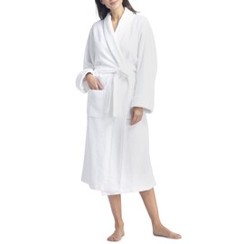 Fishers Finery Women's EcoFabric Hotel Spa Terry Full Length Robe (White SM)