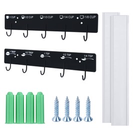 SoeKoa Premium Measuring Cups and Spoons Hanging Rack, Measuring Cup Organizer Rack Suitable for Kitchen Hanging Cups and Spoons, Including Screw and Adhesive Mounting, Cups and Spoons Rack 2pcs