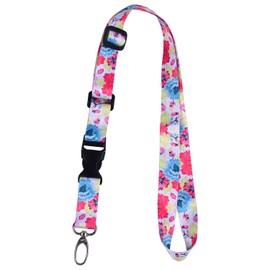 Office Lanyard, Wisdompro Adjustable Neck Strap with Oval Clasp & Detachable Breakaway Buckle for Work ID Card, Badge Holder, Keys, Name Tag, and Keychains - Dahlia