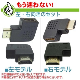SHDM-HDMFLRL [Left and Right 2 Piece Set] HDMI Ver1.4 Compatible, L-Type Conversion Connector, Left Facing, HDMI Extension Plug, HDMI Male to Female, SS Service