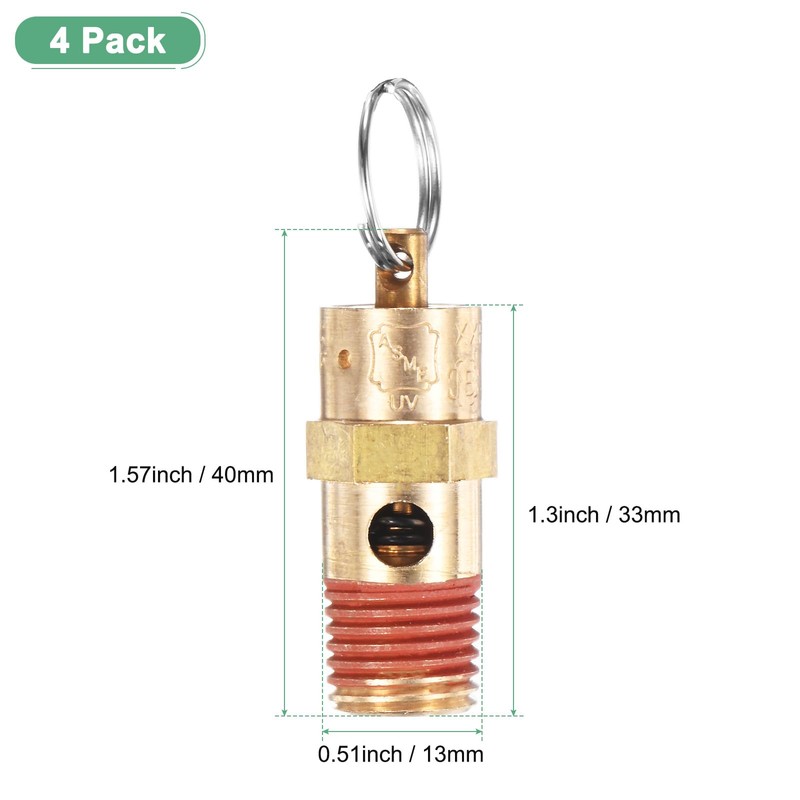 M METERXITY 4-Pack Air Compressor Pressure Release Safety Valve, 1/4"