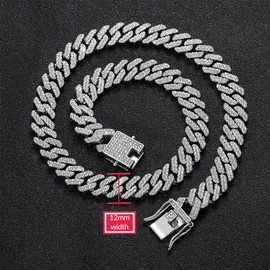 EMESLY Miami Cuban Link Curb Chain Gold/Silver Necklace (16, 18, 20, 22, 24, 30 Inches Length); Hip Hop Bracelet (8" Length) for Men & Women; Perfect Iced Out Bling Jewelry Gift, 24.0 Inches, Zinc, No Gemstone