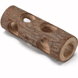 Natural Wood Tunnel Hamster Tunnel Wood Tube Tunnel for Hamster Rats Mouse Guinea Pig Chinchilla Ferret Reptile Small Animals Cage Hollow Tree Trunk Hideout Toy (1 Tunnel 7.9"×2.7")