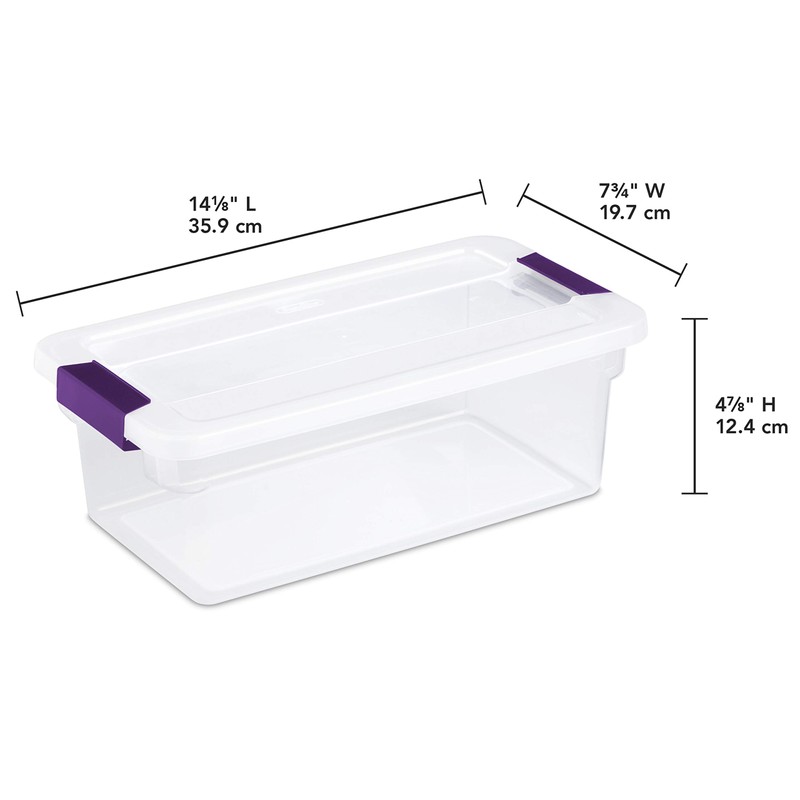 Sterilite 6 Qt ClearView Latch Storage Box, Stackable Bin with