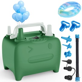 OWill Balloon Pump Electric, Multipurpose Balloon Inflator Electric Air Pump, Portable Dual Nozzle Balloons Air Pump Electric 600W Blow Machine for Party Decoration, Green