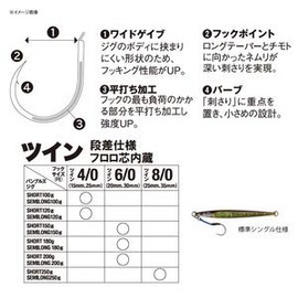 JACKALL Bumbles Jig Hook Twin Type #6/0 (20mm, 30mm)