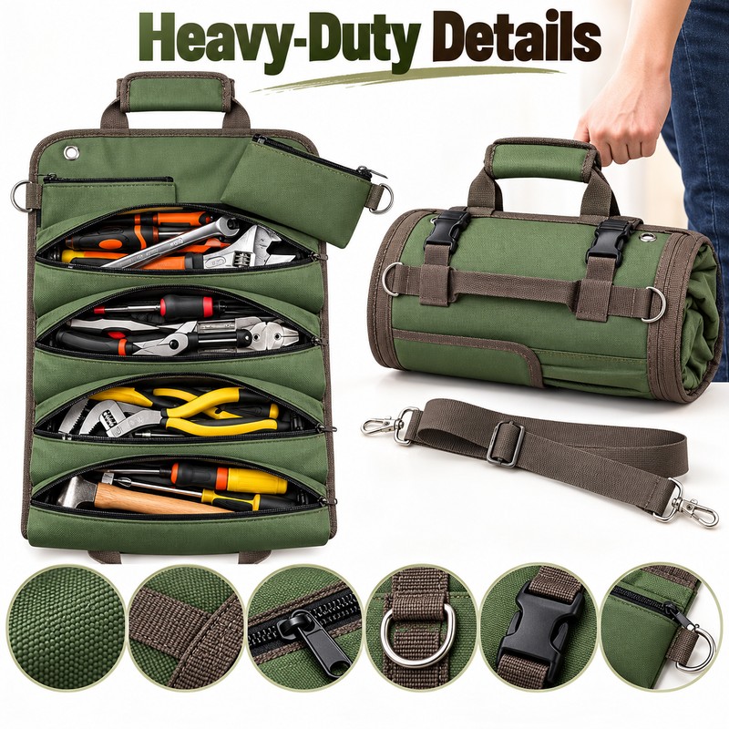 Heavy-Duty Roll-Up Tool Bag – Portable Oxford Fabric Tool Organizer