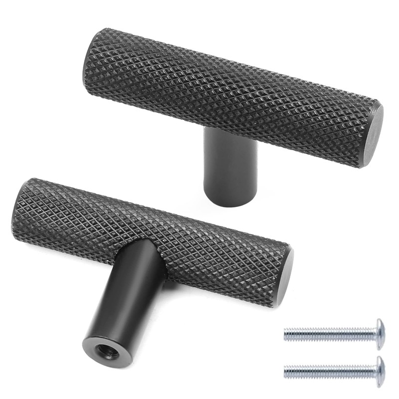 Cjueiom 6 Pack Matt Black Cupboard Knobs 50mm Length T