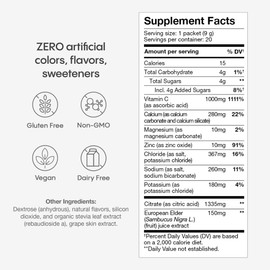 Hydralyte Electrolytes Plus Immunity, Elderberry - Low Sugar Rapid Rehydration Powder - Lightly Sparkling Electrolyte Powder Packets with 1,000mg Vitamin C and 300 mg Elderberry (8oz Serve, 20 Count)