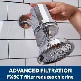 GE Shower Filtration System, Removes Chlorine, Easy to Install to an Existing Shower Head in Minutes, Filter Included, Replace Filter (FXSCT) Every 6 Months