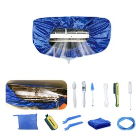 Kikepilm Air Conditioning Deep Cleaning Kit Air Conditioner Cleaning Bag with Water Hose (13 Pieces, Large, Dark Blue)