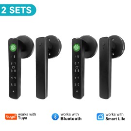 Double Row Digital Display Smart Door Lock App Control Aluminum Alloy Construction 4 AAA Battery Operated Home Security Systemcolor: Black
