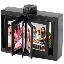 GwaOery Photo Frame Multiple Pictures Black Displaying 24 Pictures Desktop Decoration Rotating Photo Holder with Knob Christmas Thanksgiving and Birthday Gifts to Friends and Family