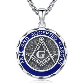 DRINSPER Masonic Necklace For Men Freemason Symbol Pendant 925 Sterling Silver Freemasonry Jewelry Gifts With Box for Men Women