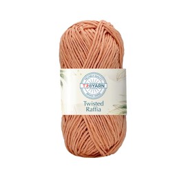 Troyarn Twisted Raffia Yarn for Crafting and Design,Raffia for Creative Projects, Soft Beach Bag,Hat, Hand Knitting Handbags Medium(4) 100% Polyester / 3.52 Oz(100g) / 109 Yd (100m) (11812 - Salmon)
