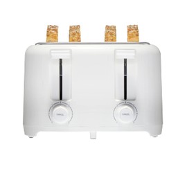 Proctor Silex 4 Slice Toaster with Extra Wide Slots for Bagels, Cool-Touch Walls, Shade Selector, Toast Boost, Auto Shut-off and Cancel Button, White (24214PS)