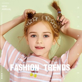 AIYVELU Pack of 30 Star Hair Clips, Metal Star Snap Hair Clips, Silver Metal Hair Clips, Snap Star Hair Accessories, Children Girls Women Beautiful Star Headpiece