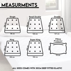 Ray Bedding Waterproof Mattress Protector Single with 30cm Extra Deep Pockets Quilted Fitted Mattress Cover for Single Mattress