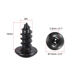 sourcing map Hex Socket Self Tapping Screws, M4 x 10mm Carbon Steel Wood Screw 400pcs