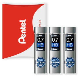 Pentel Ain Stein Mechanical Refill Leads - for Automatic/Mechanical Pencils - in Pentel Pillow Packaging (0.7mm HB, Pack of 3)