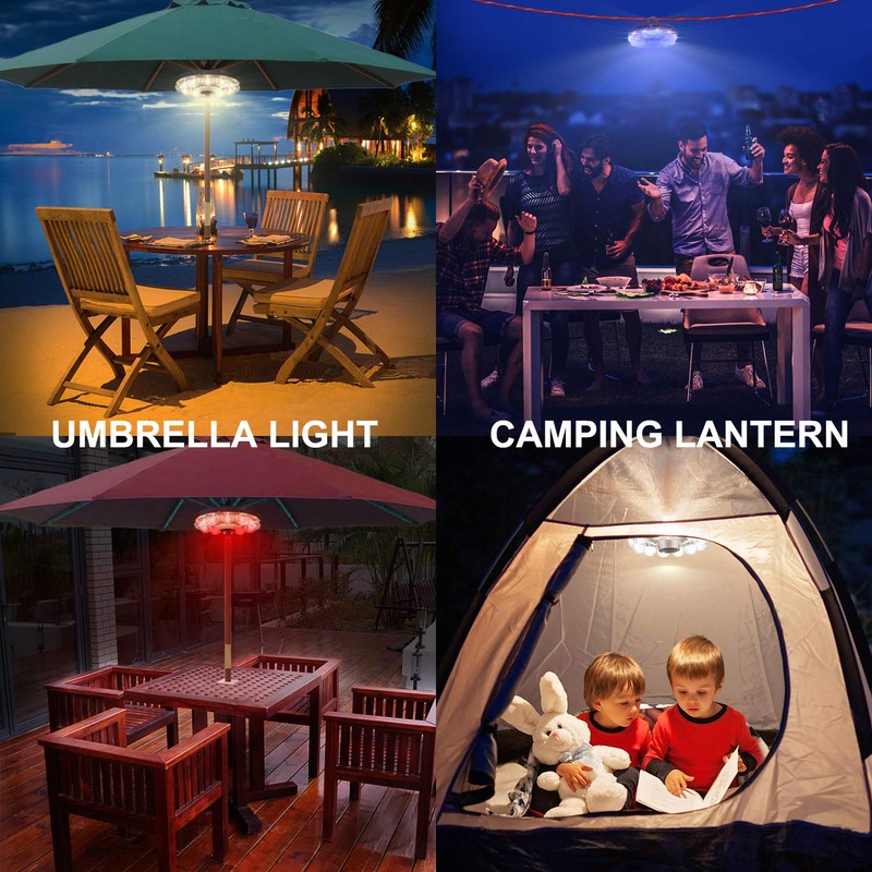 HONWELL Patio Umbrella Light, 3xD Battery Operated Umbrella Pole Light