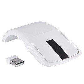 Dpofirs Arc Mouse, 2.4 GHz Foldable Arc Touch Mouse Mice USB Receiver for PC Notebook Smart TV (White)