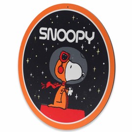Peanuts Snoopy in Space Round Metal Sign - Vintage Snoopy Wall Decor for Kids' Bedroom or Classroom