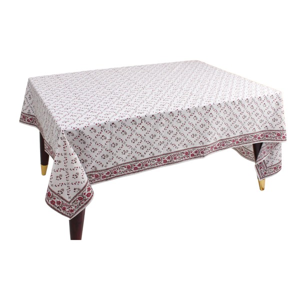 Ridhi Raspberry Rose 60x60 Inches Square 100% Cotton Hand Block