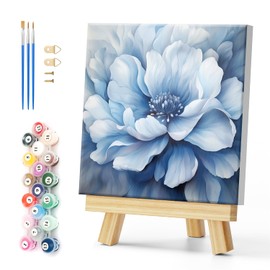 Natuyalo Framed Paint by Numbers Kit for Adults - Blue Flower DIY Adult Paint by Number Kits Flowers Acrylic Canvas Painting for Adults Beginners Art Crafts with Frame, 12x12 Inch