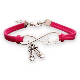 Sportybella Dance Bracelet- Dance Jewelry - Infinity Love Dance Charm Bracelet- Gift for Dance Recitals & Dancers (Pink)